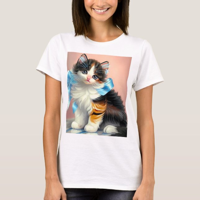 T-shirt Illustration vintage Calico Kitten (Devant)