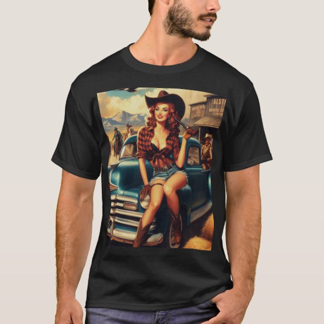 T-shirt Illustration vintage Country Girl (Devant)