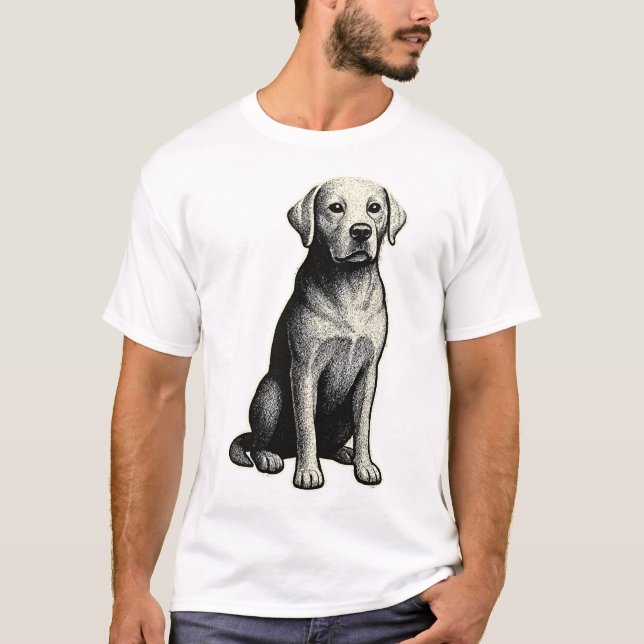 T-shirt Illustration vintage de chien assis (Devant)