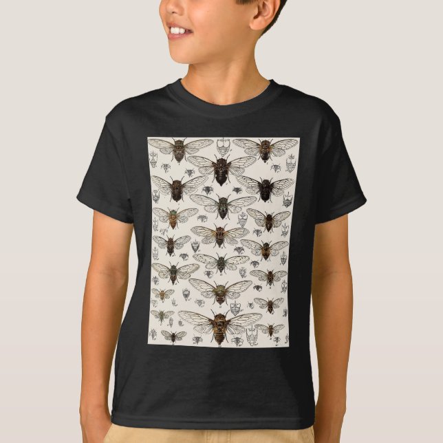 T-shirt Illustration vintage de cigales (Devant)