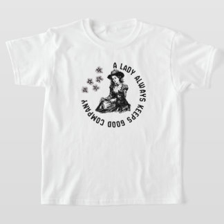 T-shirt Illustration Vintage de Dame Sorcière et Chien