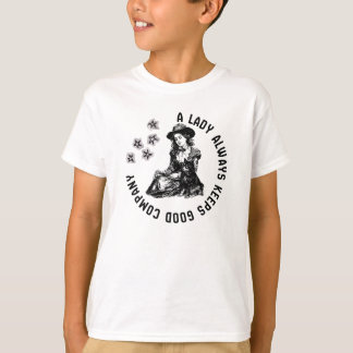 T-shirt Illustration Vintage de Dame Sorcière et Chien
