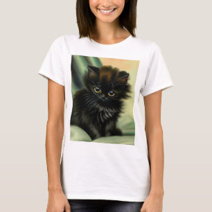 T-shirt Illustration vintage de Kitten noir