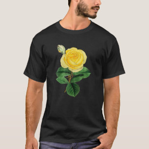 T-shirt Illustration vintage de la fleur de rose jaune bot