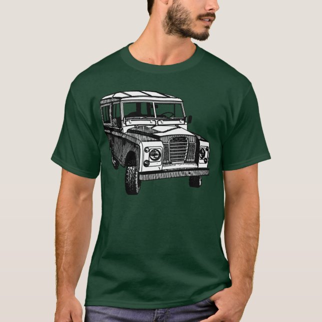T-shirt Illustration vintage de Land Rover (Devant)