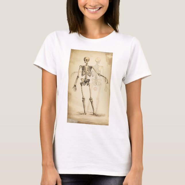 T-shirt Illustration vintage de squelette humain (Devant)
