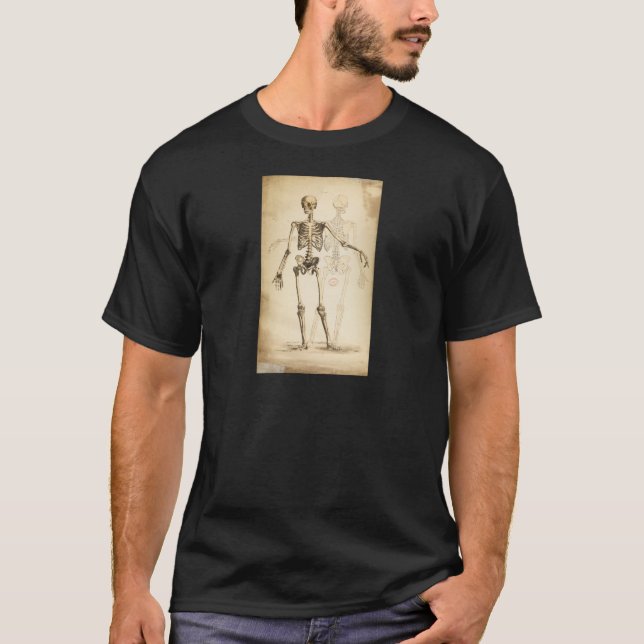 T-shirt Illustration vintage du squelette humain (Devant)