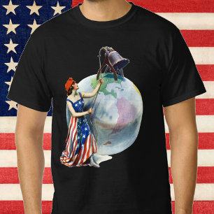 T-shirt Illustration vintage patriotique de Lady Liberty p