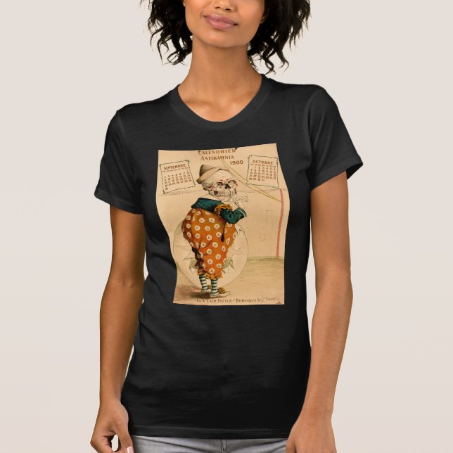 T-shirt Illustration vintage squelettique de clown (Devant)