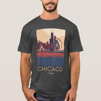 T-shirt Illustration Vintage voyage de Chicago Illinois