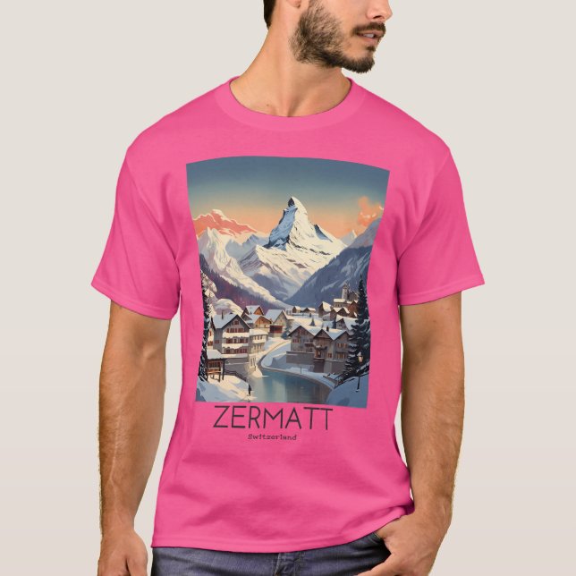 T-shirt Illustration Vintage voyage De Zermatt - Commutate (Devant)