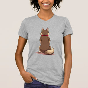 T-shirt Illustration vintage vue arrière chien husky marro