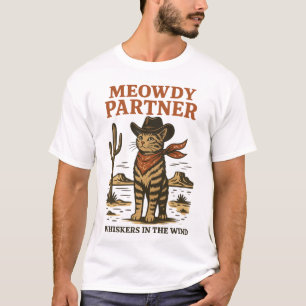 T-shirt Illustration vintage Western Cat - Meowdy Partner