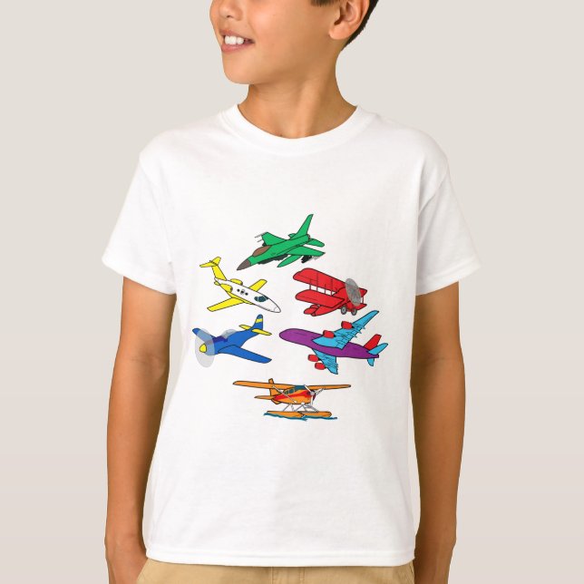 T-shirt Illustrations colorées d'avion (Devant)