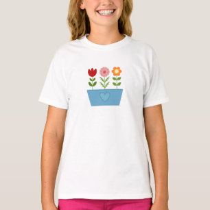 T-shirt Illustrations de fleurs dans une zone de fenêtre b