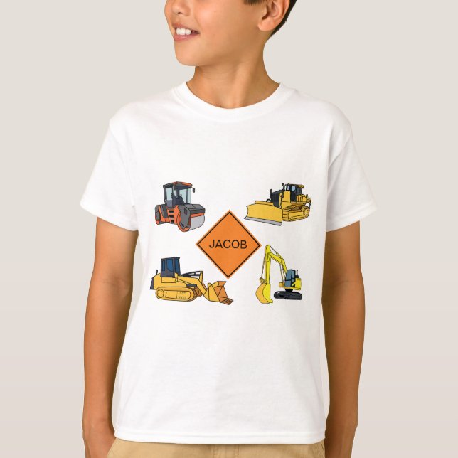 T-shirt Illustrations de véhicules de construction personn (Devant)
