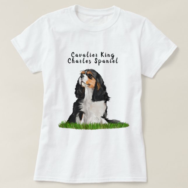 T-shirt illustré cavalier d'épagneul du Roi (Design devant)