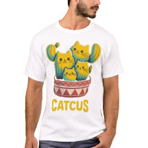T-shirt illustré drôle de chat cactus avec jeu de