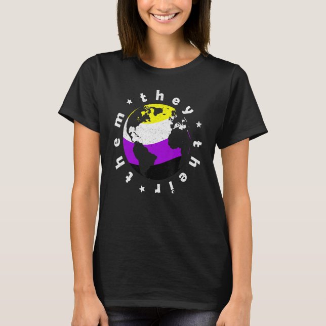 T-shirt Ils Eux Leurs Pronononouns Non Binary Lgbtq (Devant)