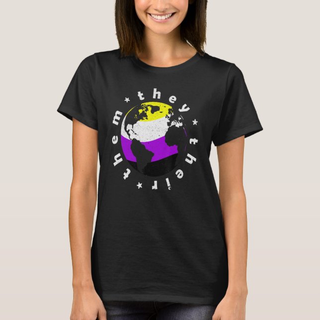 T-shirt Ils Eux Leurs Pronononouns Non Binary Lgbtq (Devant)