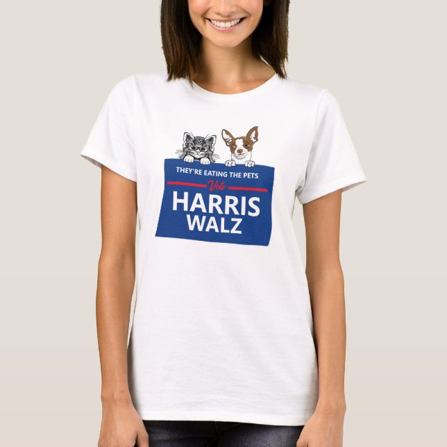 T-shirt Ils mangent les animaux - Vote Harris Walz (Devant)