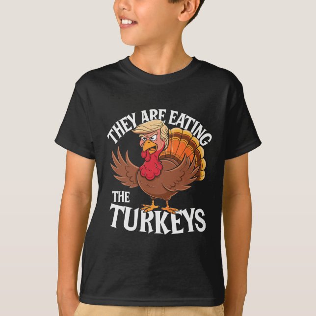 T-shirt Ils Mangent Les Dindes - Drôle De Thanksgiving  (Devant)