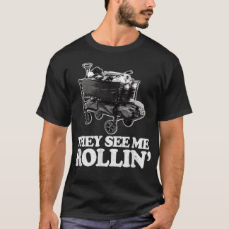 T-shirt Ils Me Voient Rollin, Funky Ballpark Wagon Softbal