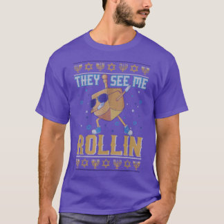 T-shirt Ils Me Voient Rollin' Happy Hanoukka 2021 Dreidel 