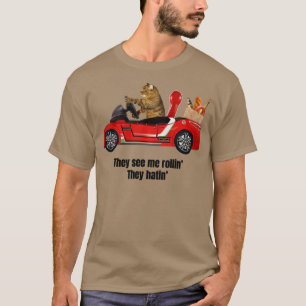 T-shirt Ils me voient rouler, ils haïssent un chat dans un