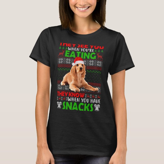 T-shirt Ils te voient quand tu manges Cocker Spaniel Ugl (Devant)