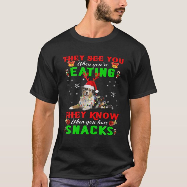 T-shirt Ils Vous Voient Manger Reindeer Père Noël Australi (Devant)