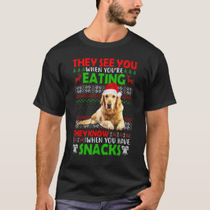 T-shirt Ils vous voient quand vous mangez Golden Retriever