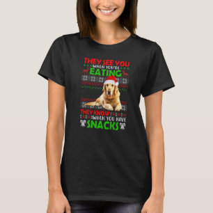 T-shirt Ils vous voient quand vous mangez Golden Retriever