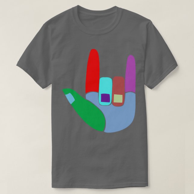 T-shirt ILY ASL deaf hand sign ASL 2 (Design devant)