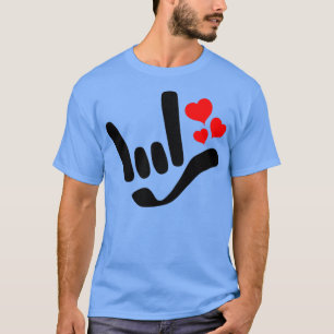 T-shirt ILY I Love You With Red Heart ASL American Sign La