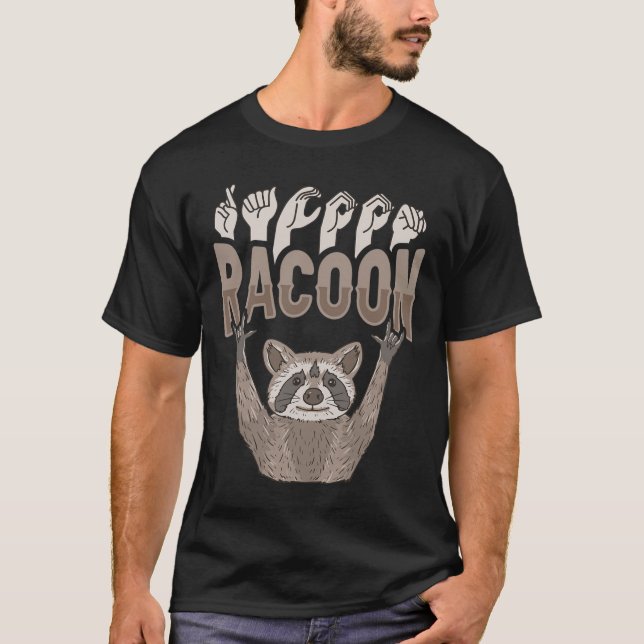 T-shirt Ily Racoon Asl geste de la main Sourds Perte Audit (Devant)