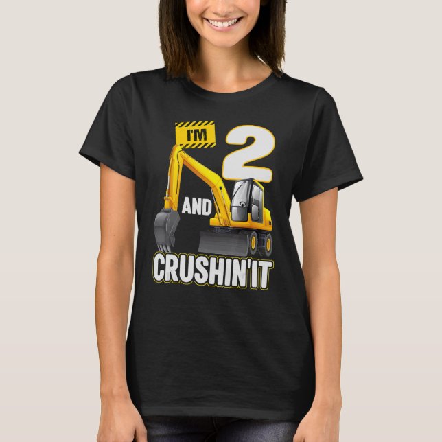 T-shirt I'm 2 And Digging It Construction Excavator 2nd Bi (Devant)