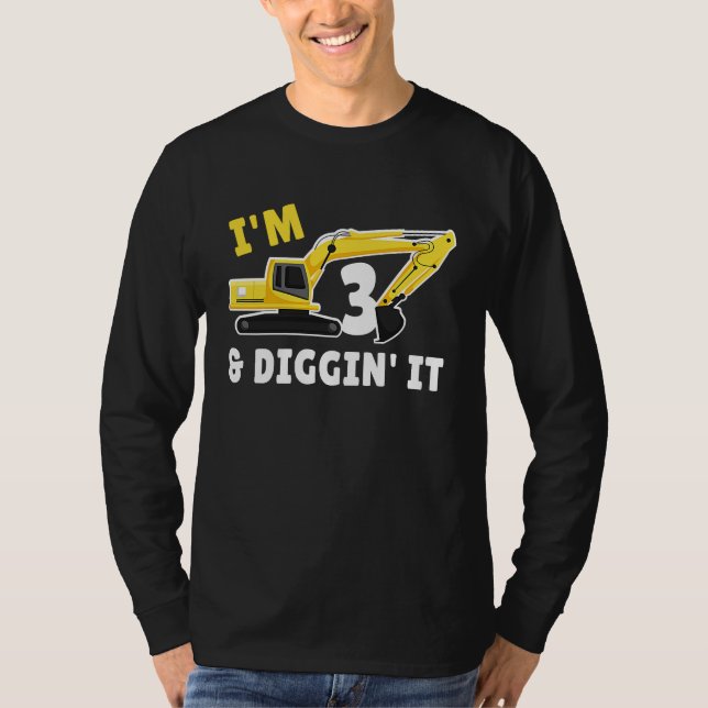 T-shirt I'm 3 And Digging It 3nd Birthday Party Constructi (Devant)
