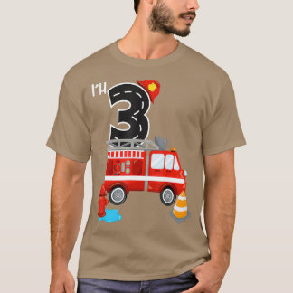 T-shirt Im 3 Birthday Boy 3ème Anniversaire Fire Truck Fig