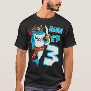 T-shirt Im 3 years Bday Shark pirate 3rd Birthday boy pira