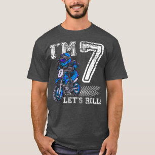 T-shirt I'm 7 Roll 7th Birthday Dirt Bike Motocross