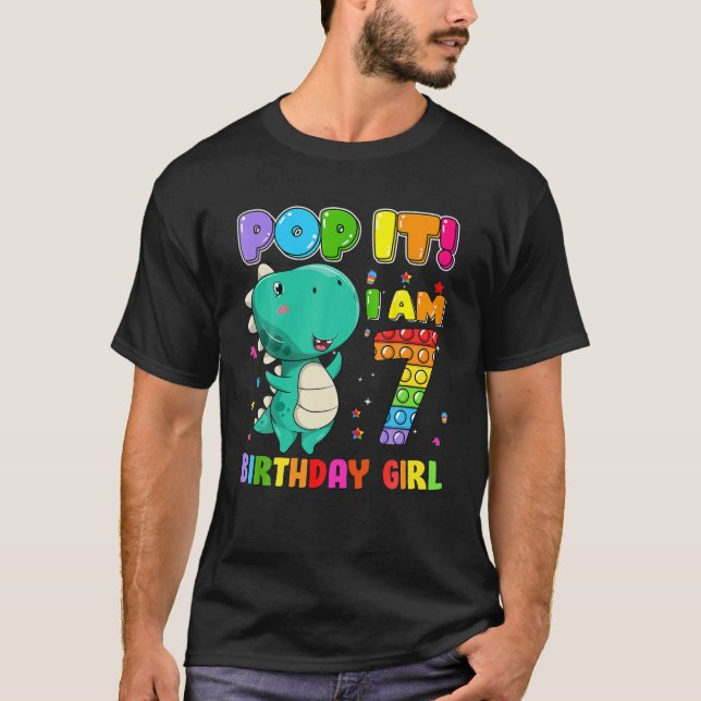 T-shirt I'm 7 Years Old 7Th Birthday T Rex Girls Pop It Fi (Devant)