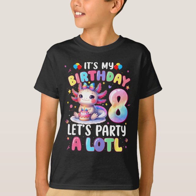 T-shirt I'm 8th Birthday Girl Cute Axolotl 8 Year Old Bday (Devant)
