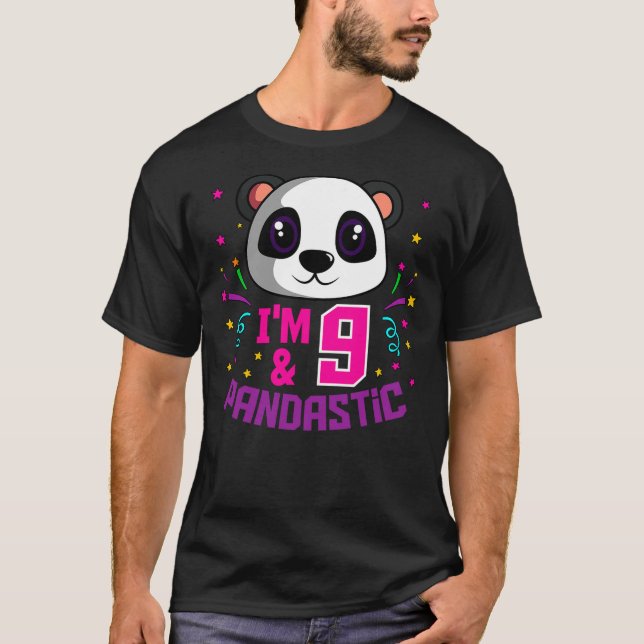 T-shirt I'm 9 & Pandastic Birthday Party Panda Bday Celebr (Devant)