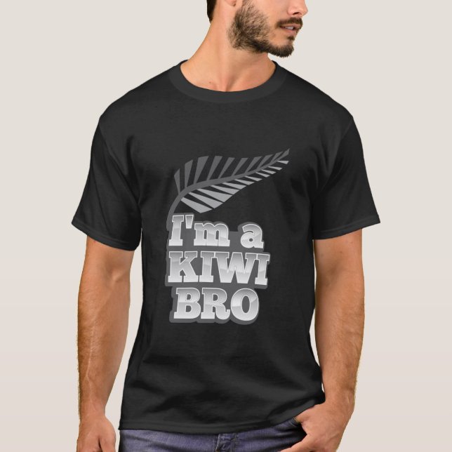 T-shirt im a KIWI Bro New Zealand with silver fern Fitted  (Devant)