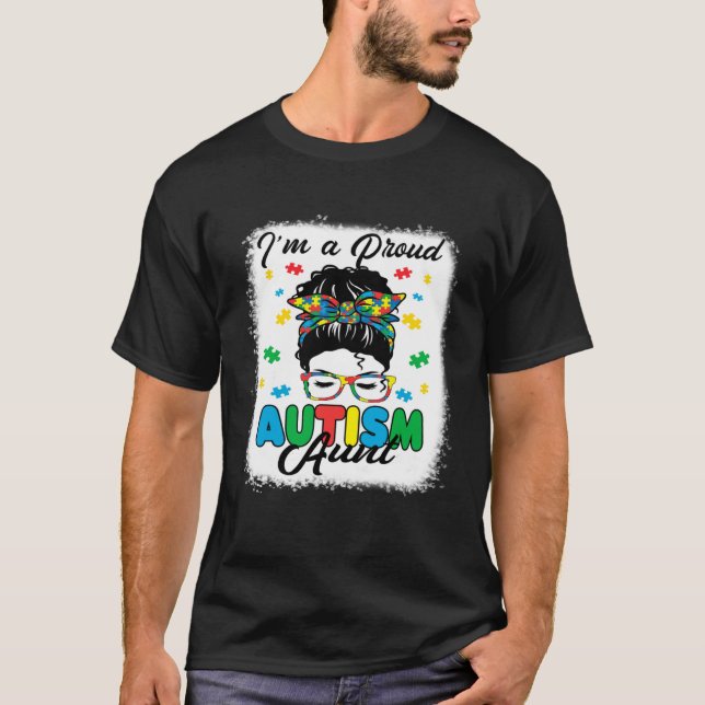 T-shirt I'm A Proud Autism Aunt Love Heart Autism Awarenes (Devant)