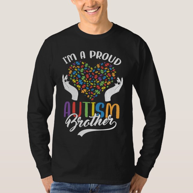 T-shirt I'm A Proud Autism Brother Autism Puzzle Heart Awa (Devant)