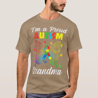 T-shirt I'm A Proud Autism Grandma Puzzle Ribbon Butterfly