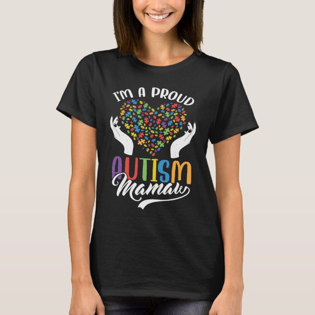 T-shirt I'm A Proud Autism Mamaw Autism Puzzle Heart Aware (Devant)
