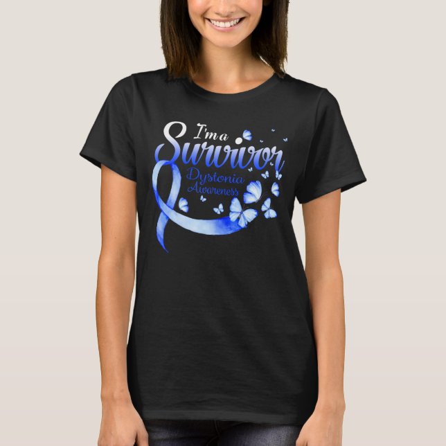 T-shirt I'm A Survivor Dystonia Awareness Butterfly Ribbon (Devant)